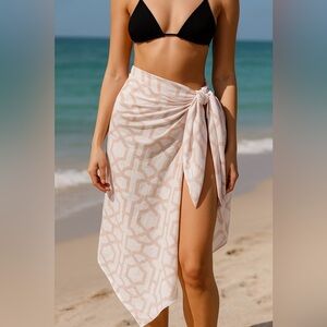 Alexandra Miro Wrap Sarong Scarf in Blush Tile Print Small